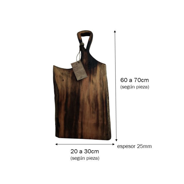 Tabla Parrillera Madera para Carnes, Quesos, Charcuteria 60 a 70cm